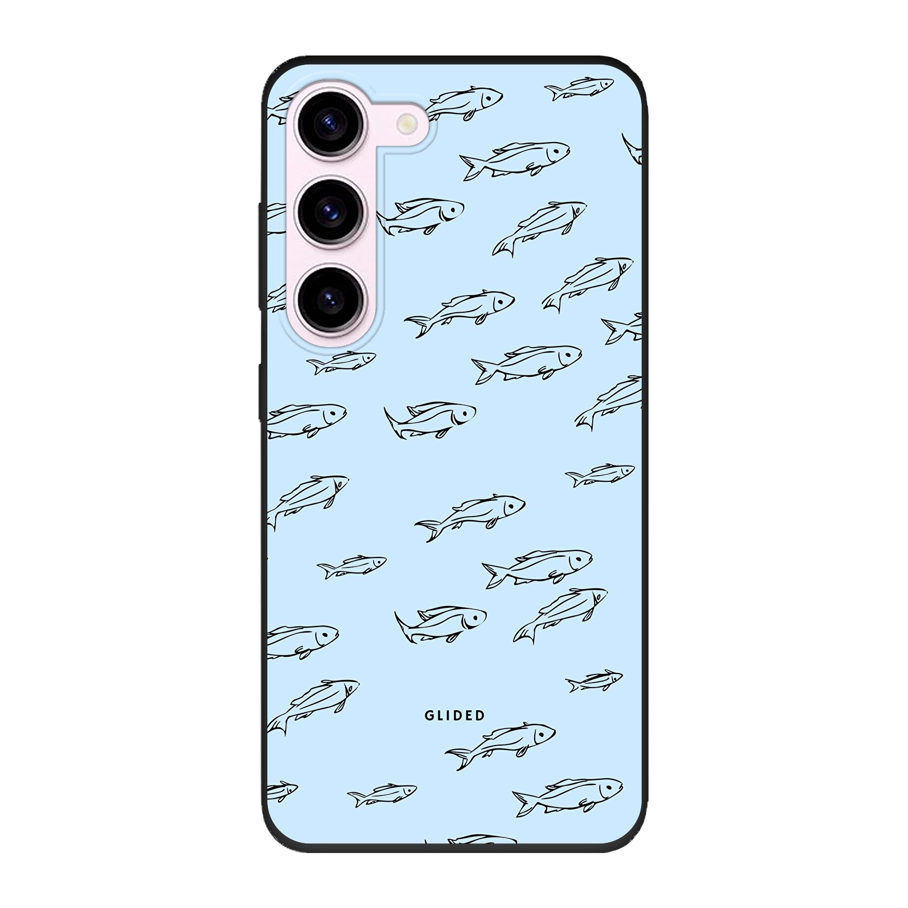 Fishy Handyhülle für Samsung Galaxy S23 mit bunten Fischen auf einem charmanten Hintergrund, bietet Schutz und Stil.