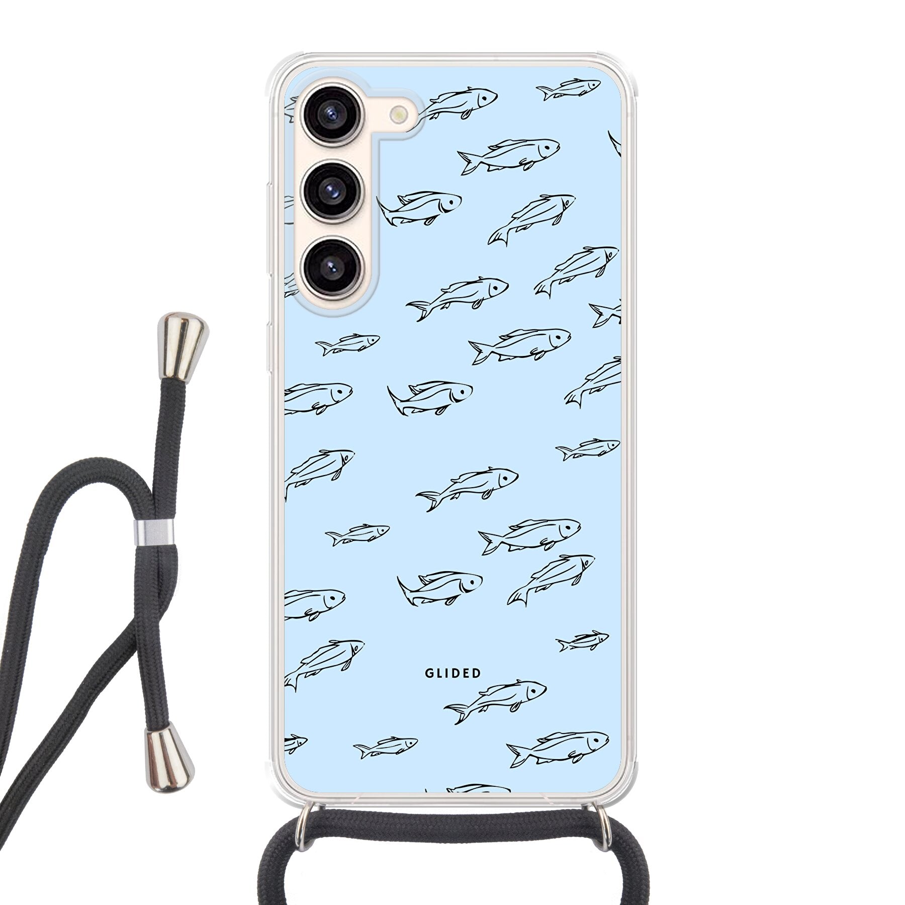 Fishy Handyhülle für Samsung Galaxy S23 Plus mit süßen Fischen auf dem Hintergrund, bietet Schutz und Stil.