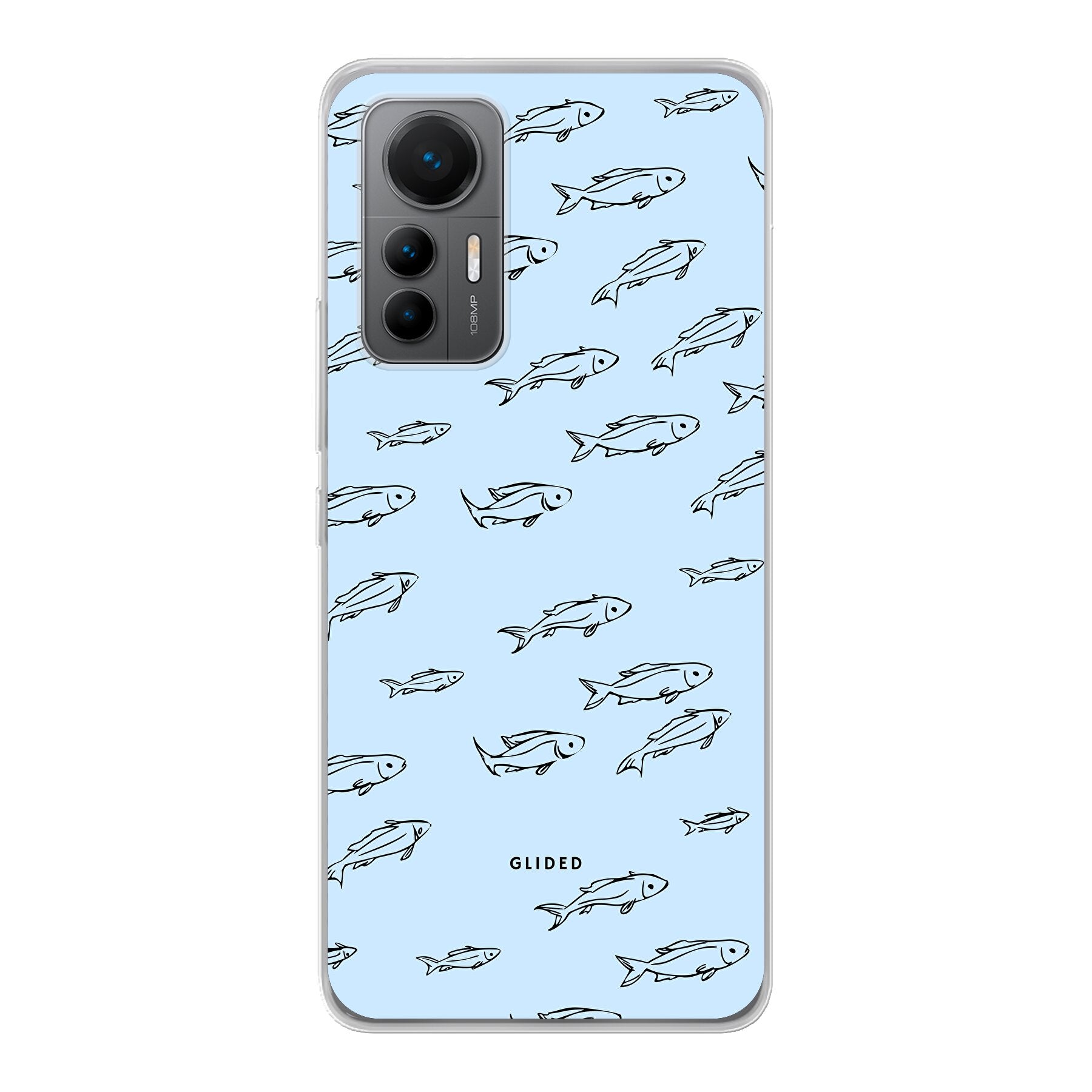 Xiaomi 12 Lite Handyhülle im Fishy Design mit bunten Fischen auf hellem Hintergrund, bietet Schutz und Stil.