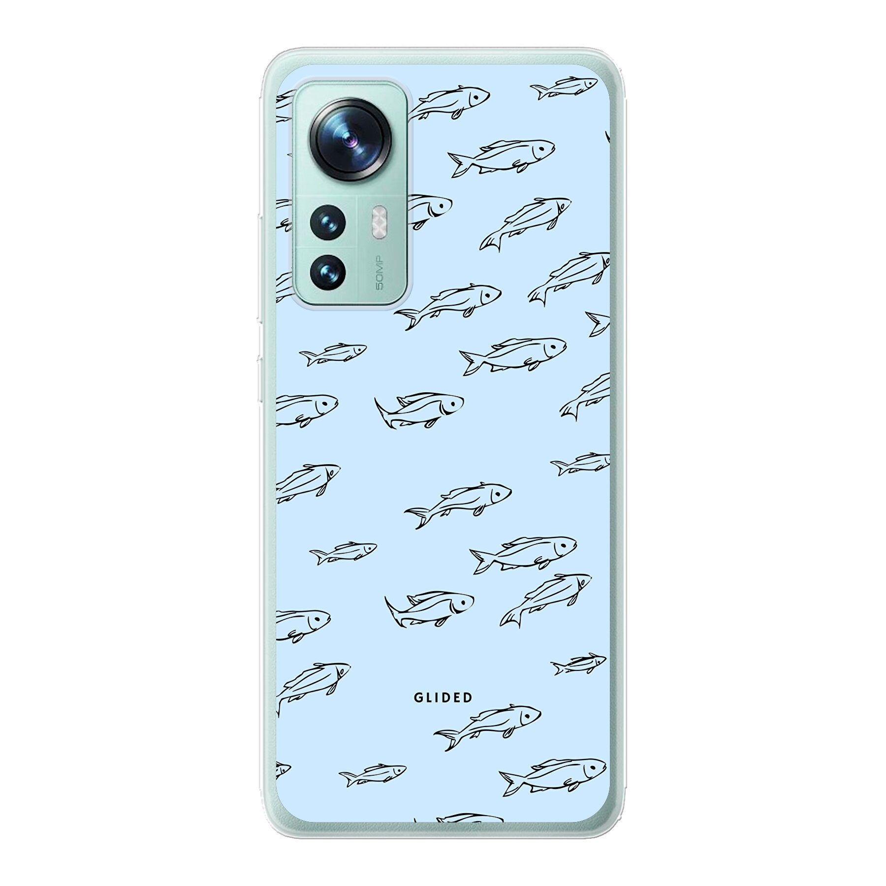 Xiaomi 12 Pro Handyhülle im Fishy Design mit bunten Fischen auf hellem Hintergrund, bietet Schutz und Stil.