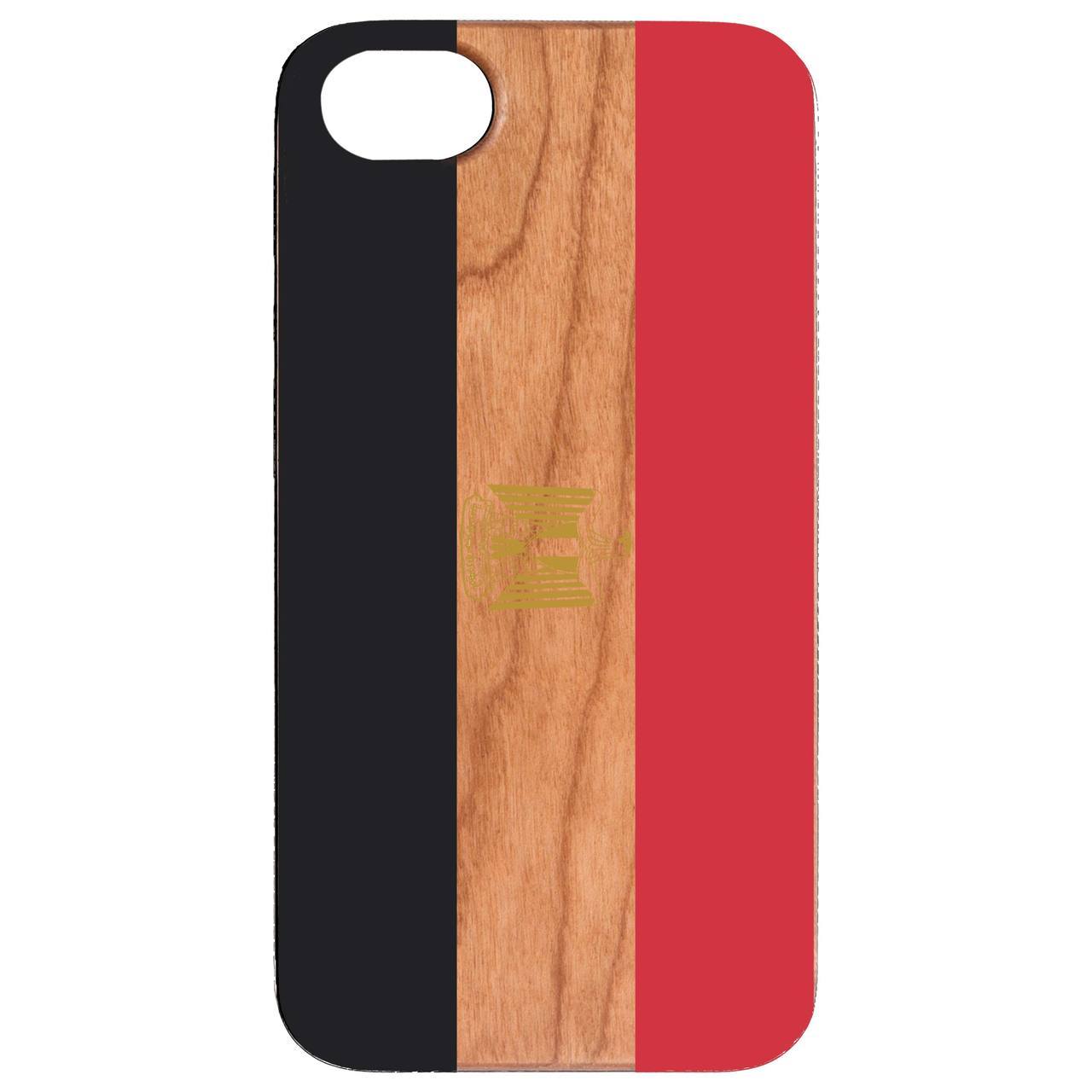 Flag Egypt UV Color Printed phone case showcasing vibrant design and durable wooden surface.