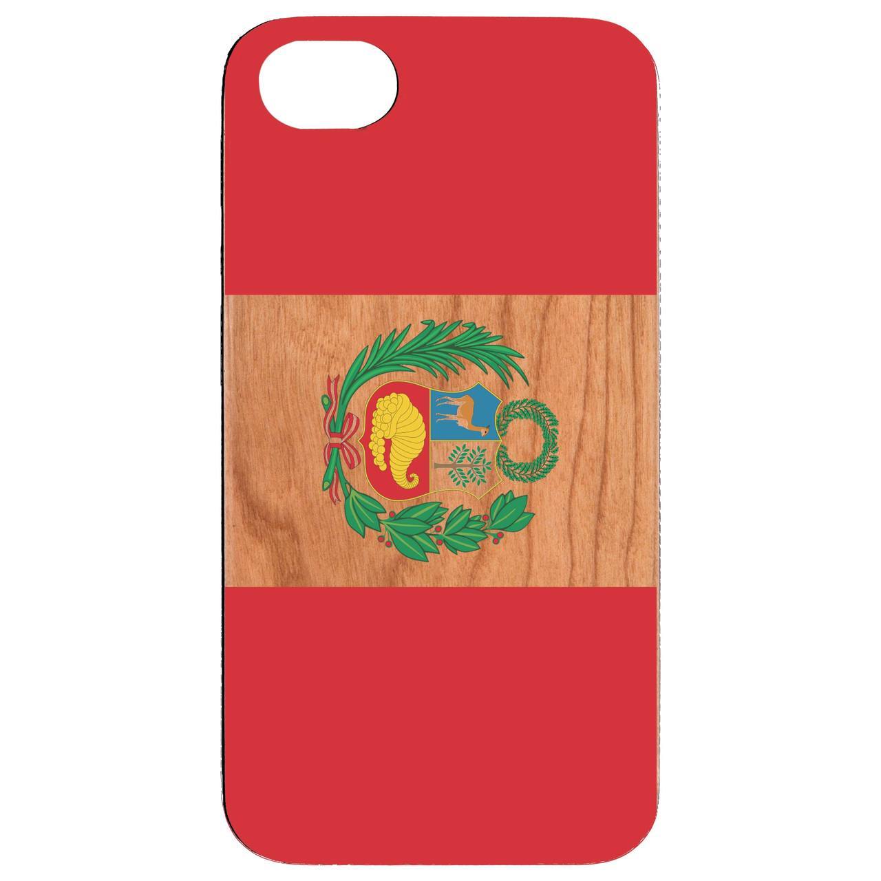 Flag Peru UV Color Printed phone case showcasing vibrant colors and durable wood design.