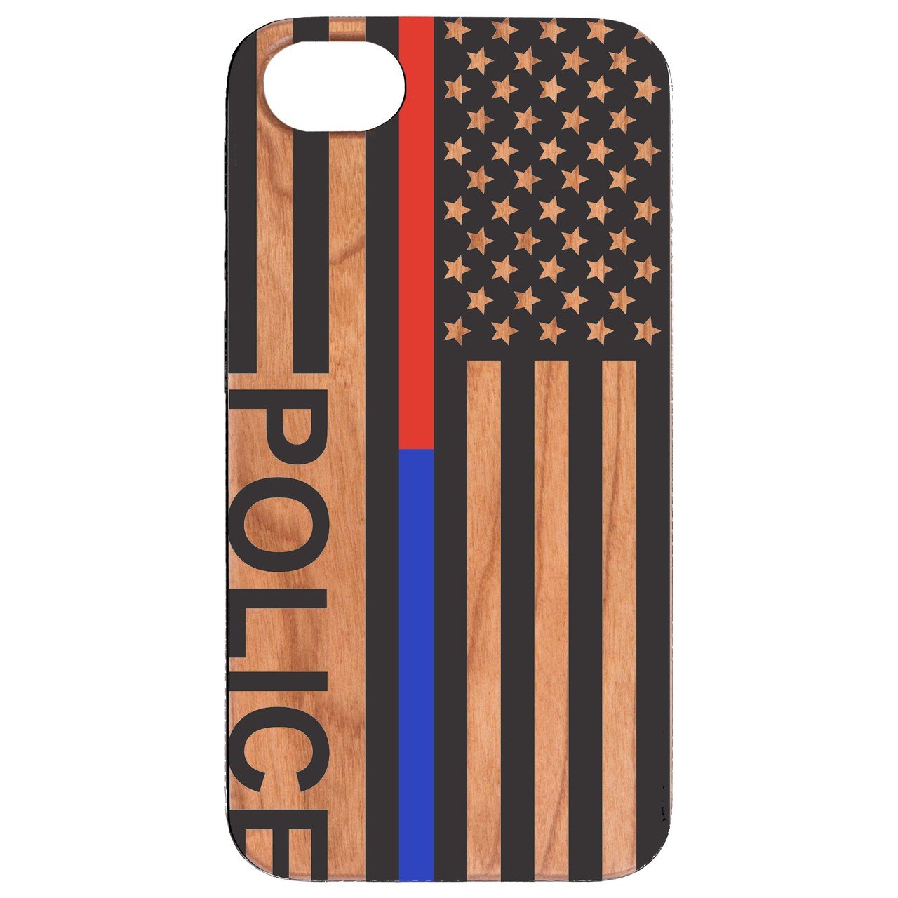 Flag Police 4 UV Color Printed wooden phone case showcasing vibrant designs and durable construction.