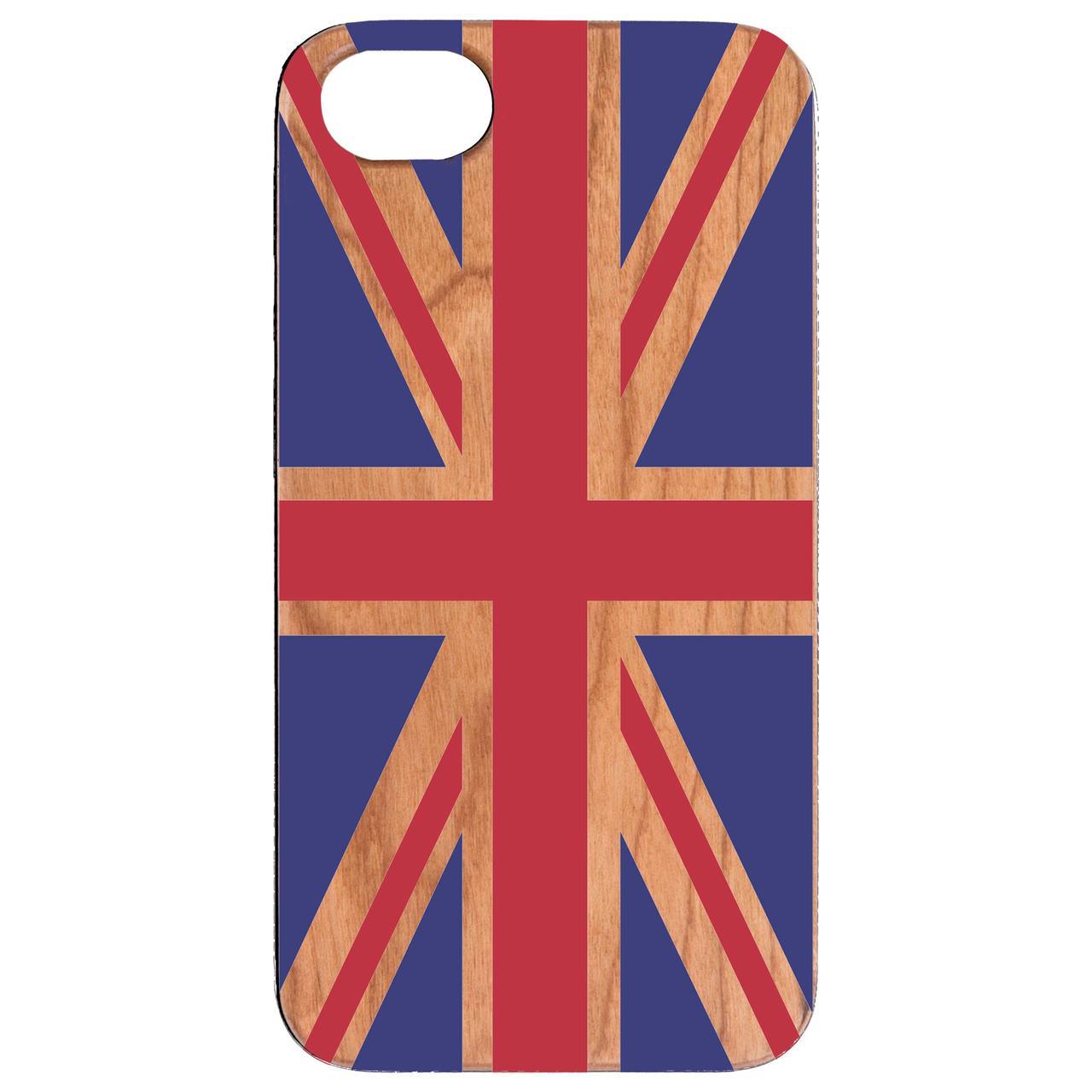 Flag United Kingdom UV Color Printed phone case showcasing vibrant colors and durable wooden design.