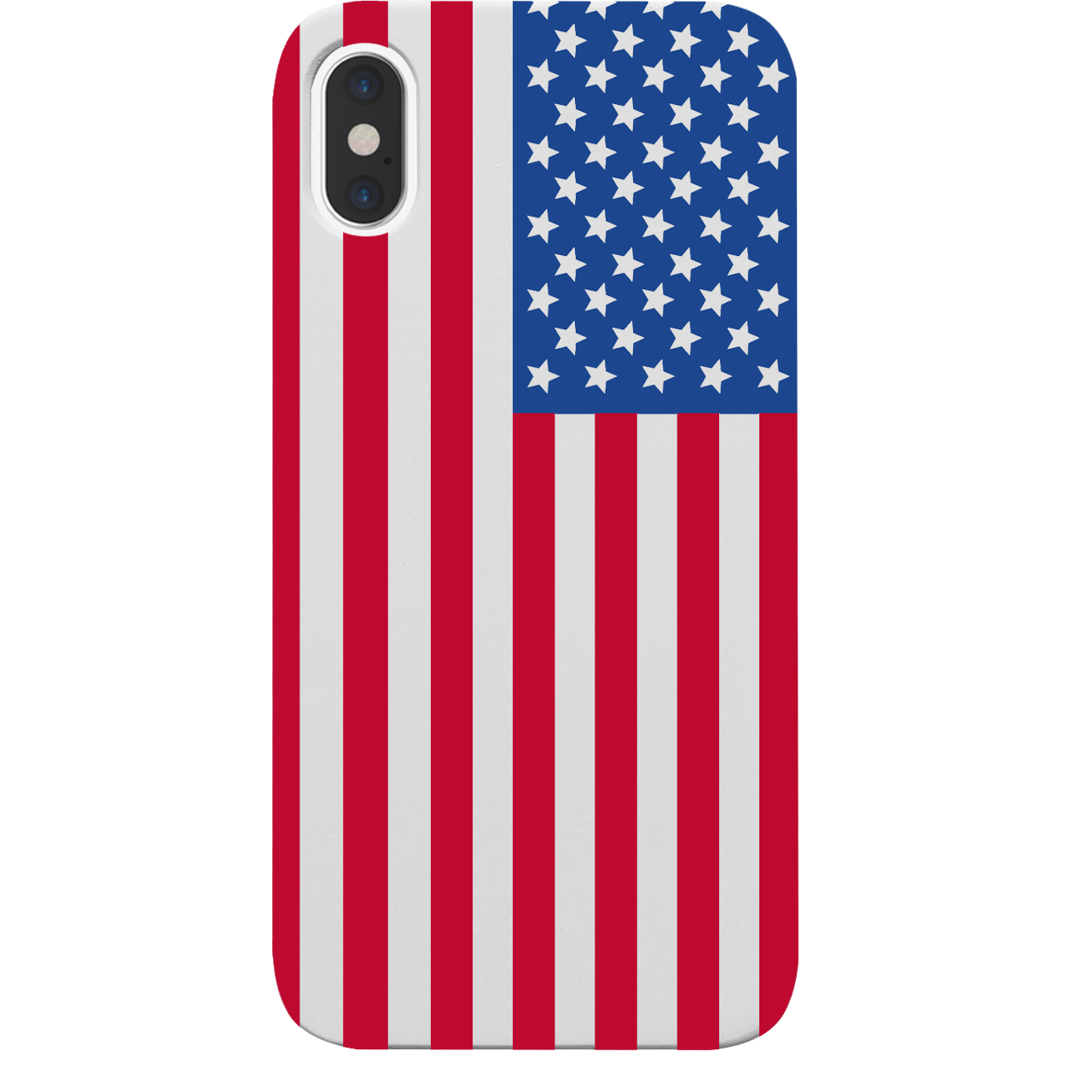 Flag USA UV Color Printed phone case showcasing vibrant design and natural wood finish.