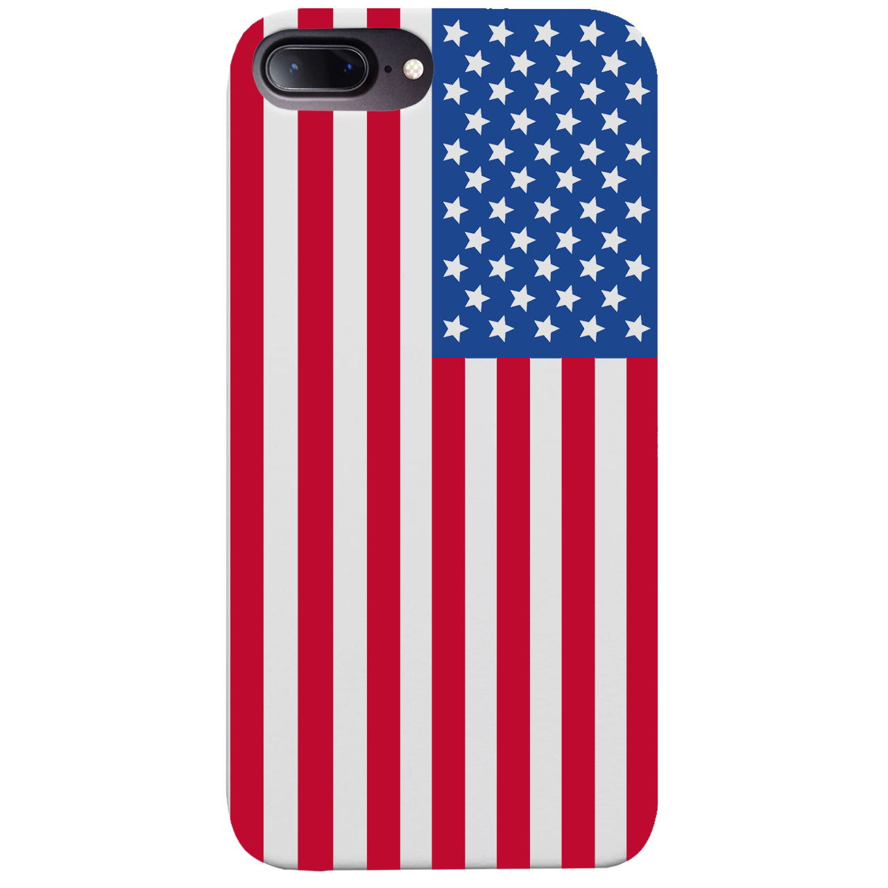 Flag USA UV Color Printed phone case showcasing vibrant design and natural wood finish.