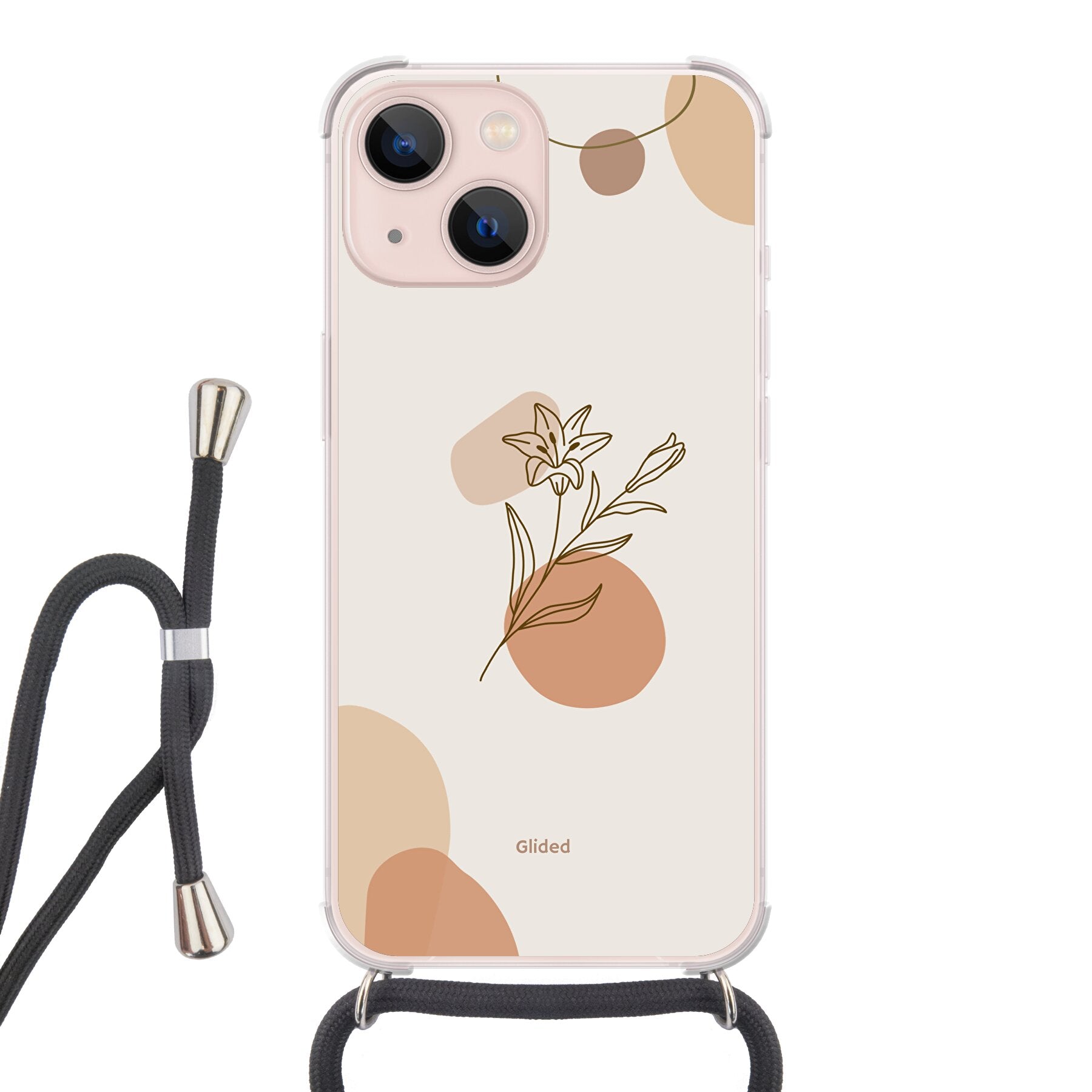 Flora iPhone 13 Handyhülle mit pastellfarbenem Blumendesign, bietet stilvollen Schutz und eleganten Look.