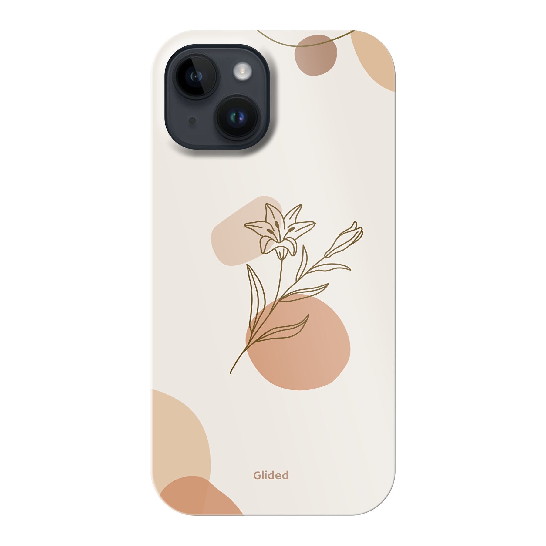 Flora iPhone 14 Handyhülle mit pastellfarbenen Blumen und elegantem Design, ideal für stilbewusste Nutzer.