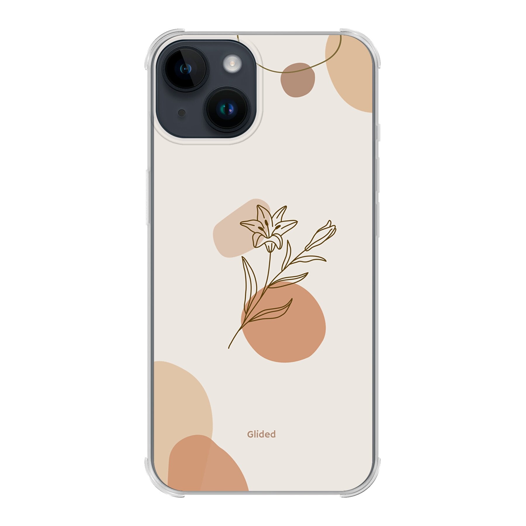 Flora iPhone 14 Handyhülle mit pastellfarbenen Blumen und elegantem Design, ideal für stilbewusste Nutzer.