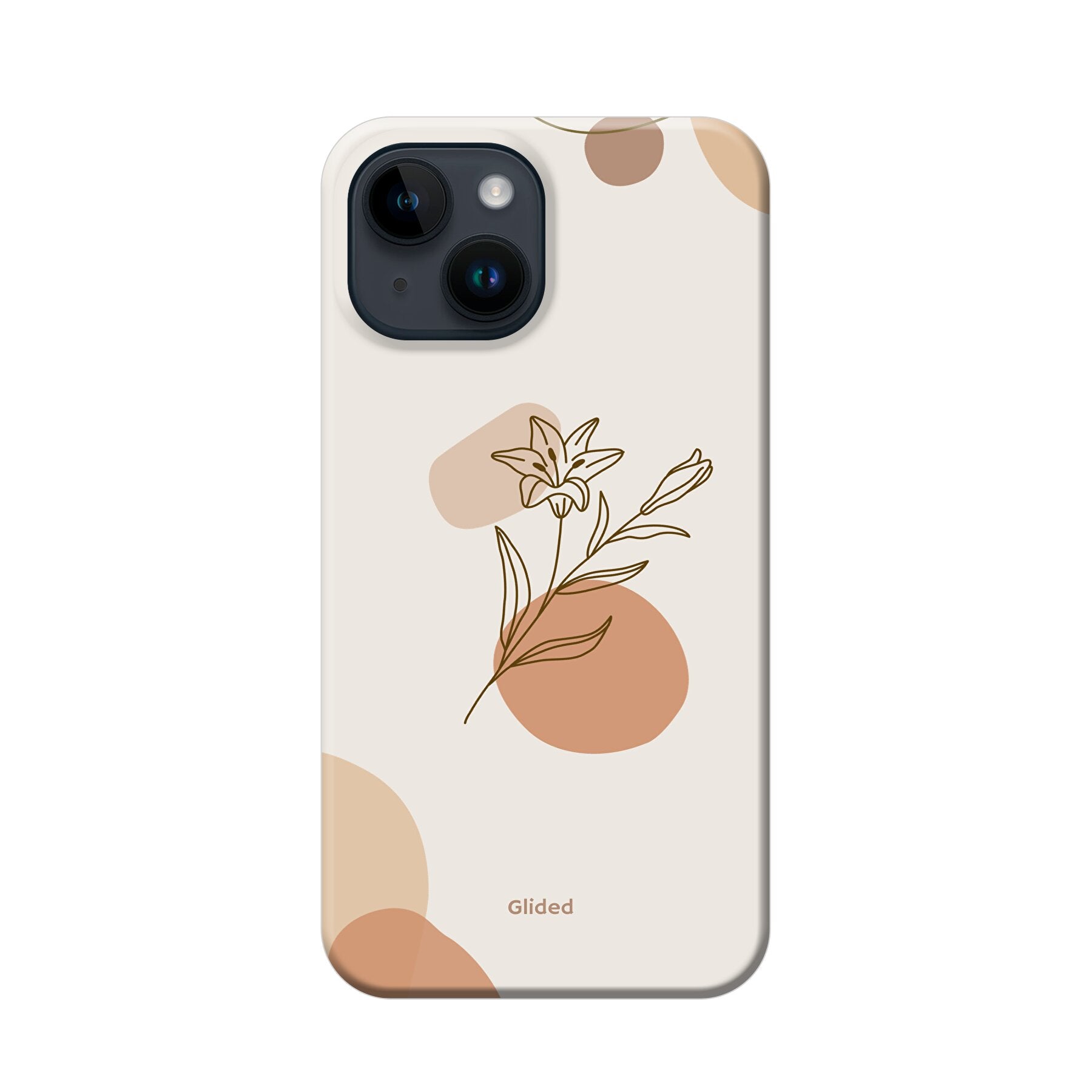 Flora iPhone 14 Handyhülle mit pastellfarbenen Blumen und elegantem Design, ideal für stilbewusste Nutzer.