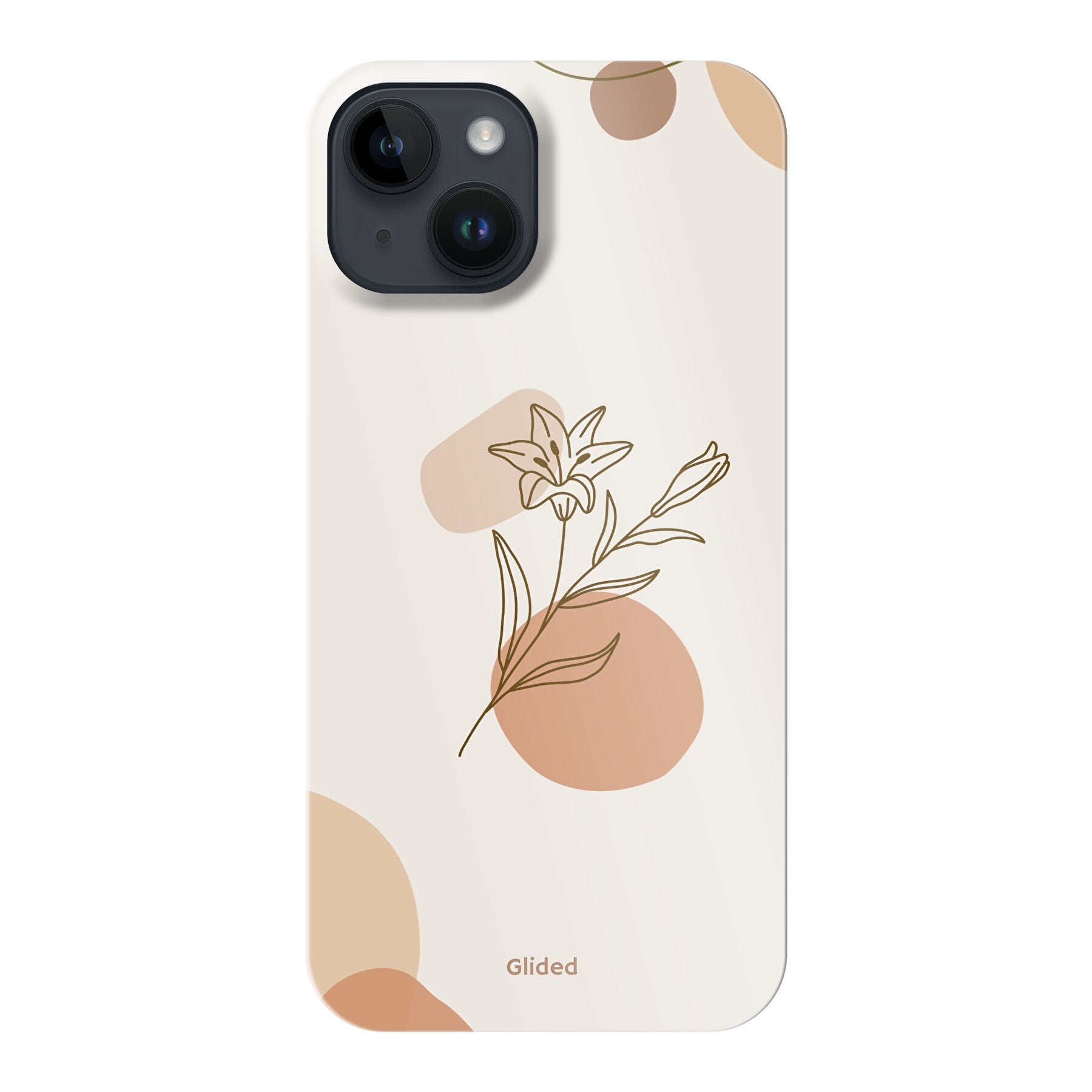 Flora iPhone 14 Handyhülle mit pastellfarbenen Blumen und elegantem Design, ideal für stilbewusste Nutzer.