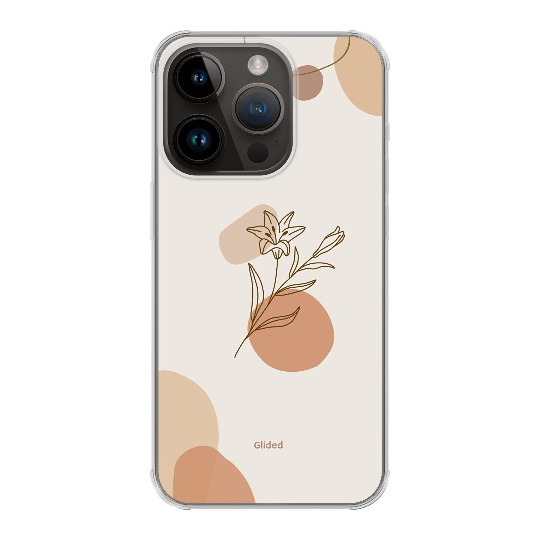 Flora iPhone 14 Pro Handyhülle mit pastellfarbenem Blumenmuster, idealer Schutz und elegantes Design.