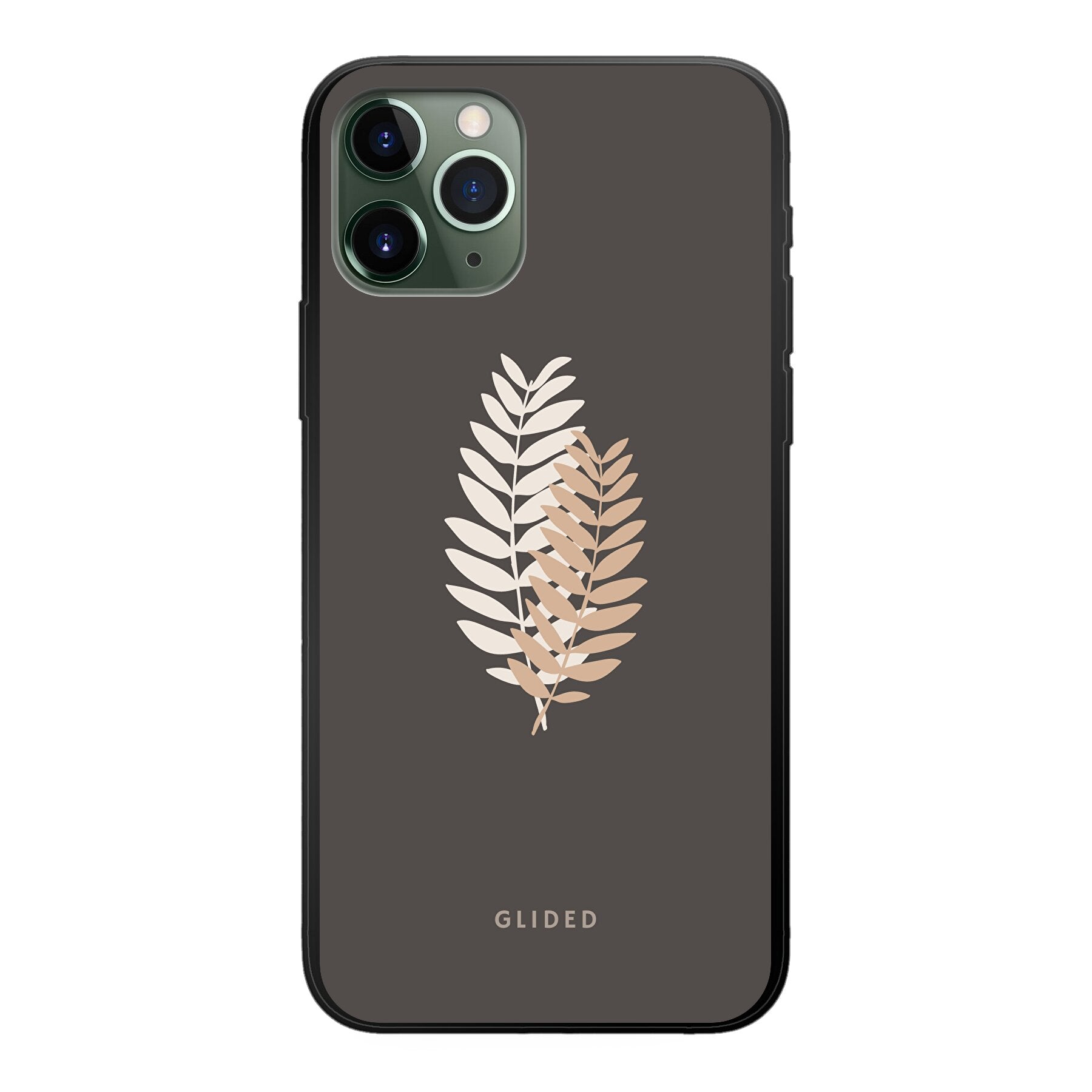 Florage iPhone 11 Pro Handyhülle mit Pflanzenabbildung auf dunklem Hintergrund, bietet stilvollen Schutz und einzigartiges Design.