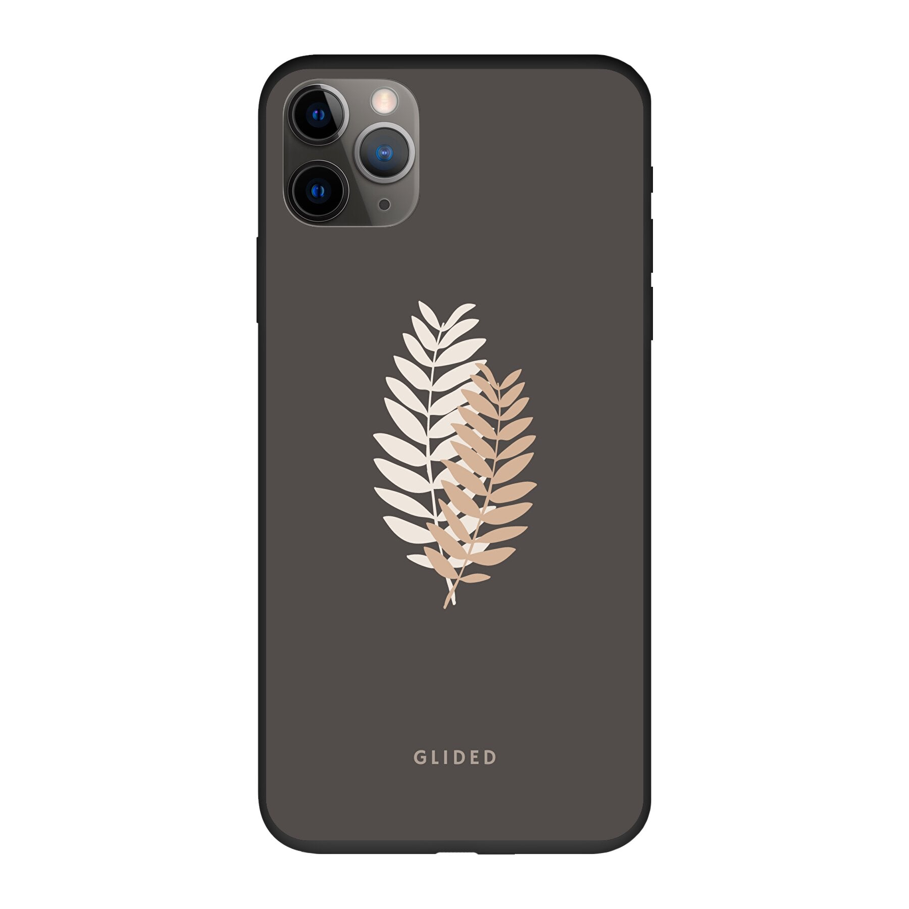 Florage iPhone 11 Pro Handyhülle mit Pflanzenabbildung auf dunklem Hintergrund, bietet stilvollen Schutz und einzigartiges Design.