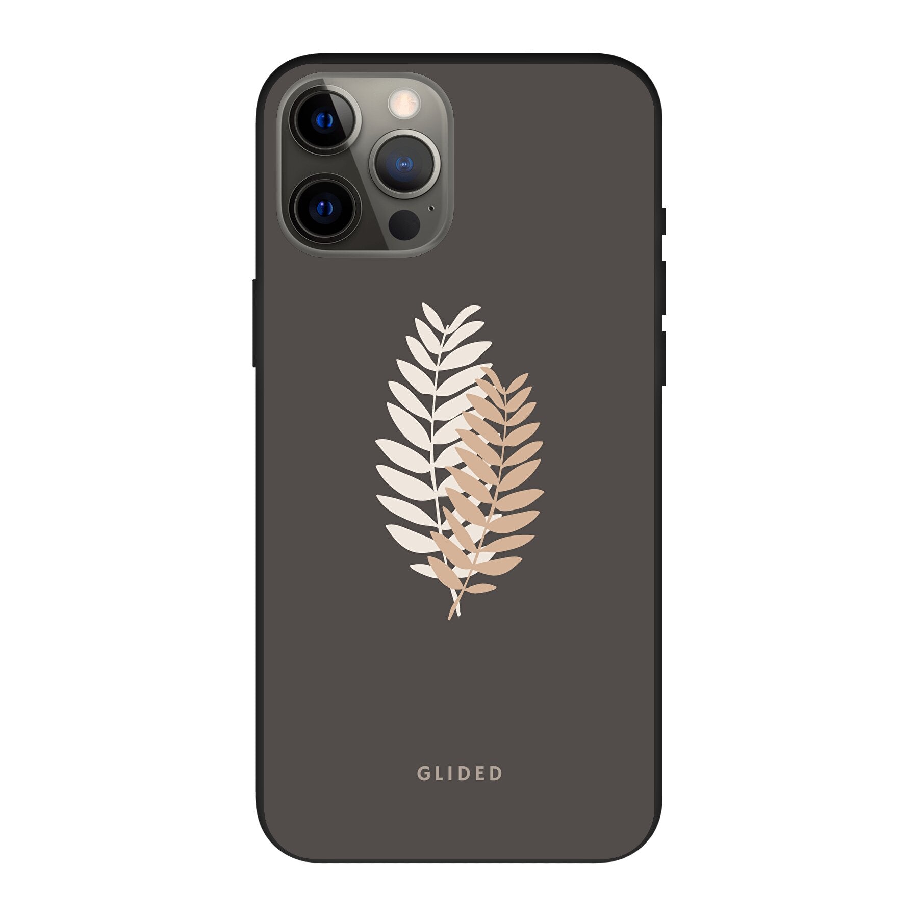 Florage iPhone 12 Pro Max Handyhülle mit Pflanzenabbildung auf dunklem Hintergrund, bietet stilvollen Schutz und einzigartiges Design.