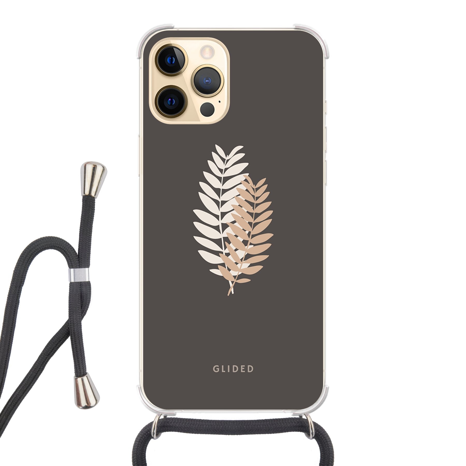 Florage iPhone 12 Pro Max Handyhülle mit Pflanzenabbildung auf dunklem Hintergrund, bietet stilvollen Schutz und einzigartiges Design.