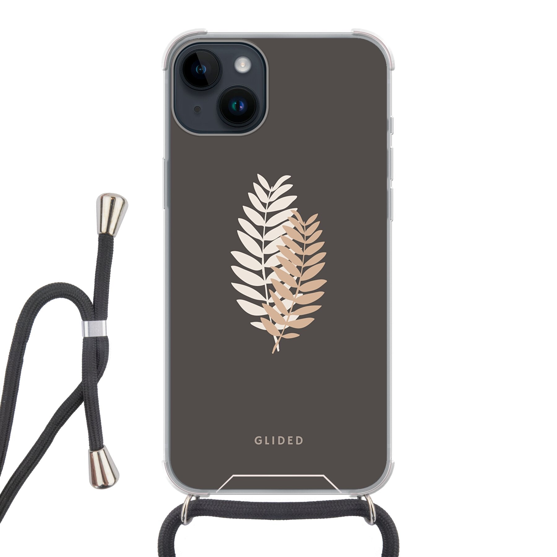 Florage iPhone 14 Pro Handyhülle mit Pflanzenmotiv auf dunklem Hintergrund, bietet stilvollen Schutz und einzigartiges Design.