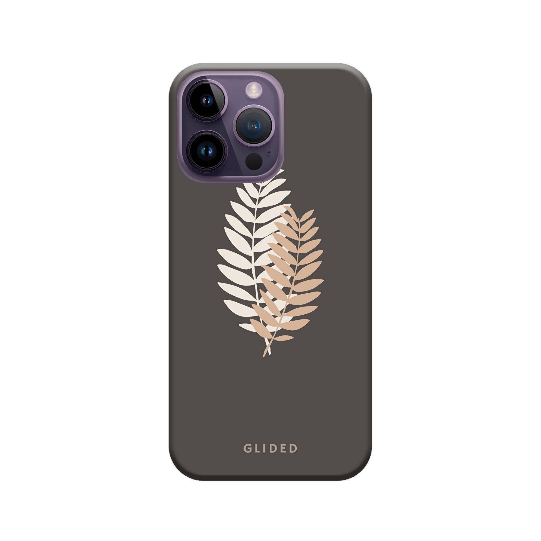 Florage iPhone 14 Pro Max Handyhülle mit Pflanzenabbildung auf dunklem Hintergrund, bietet stilvollen Schutz und einzigartiges Design.