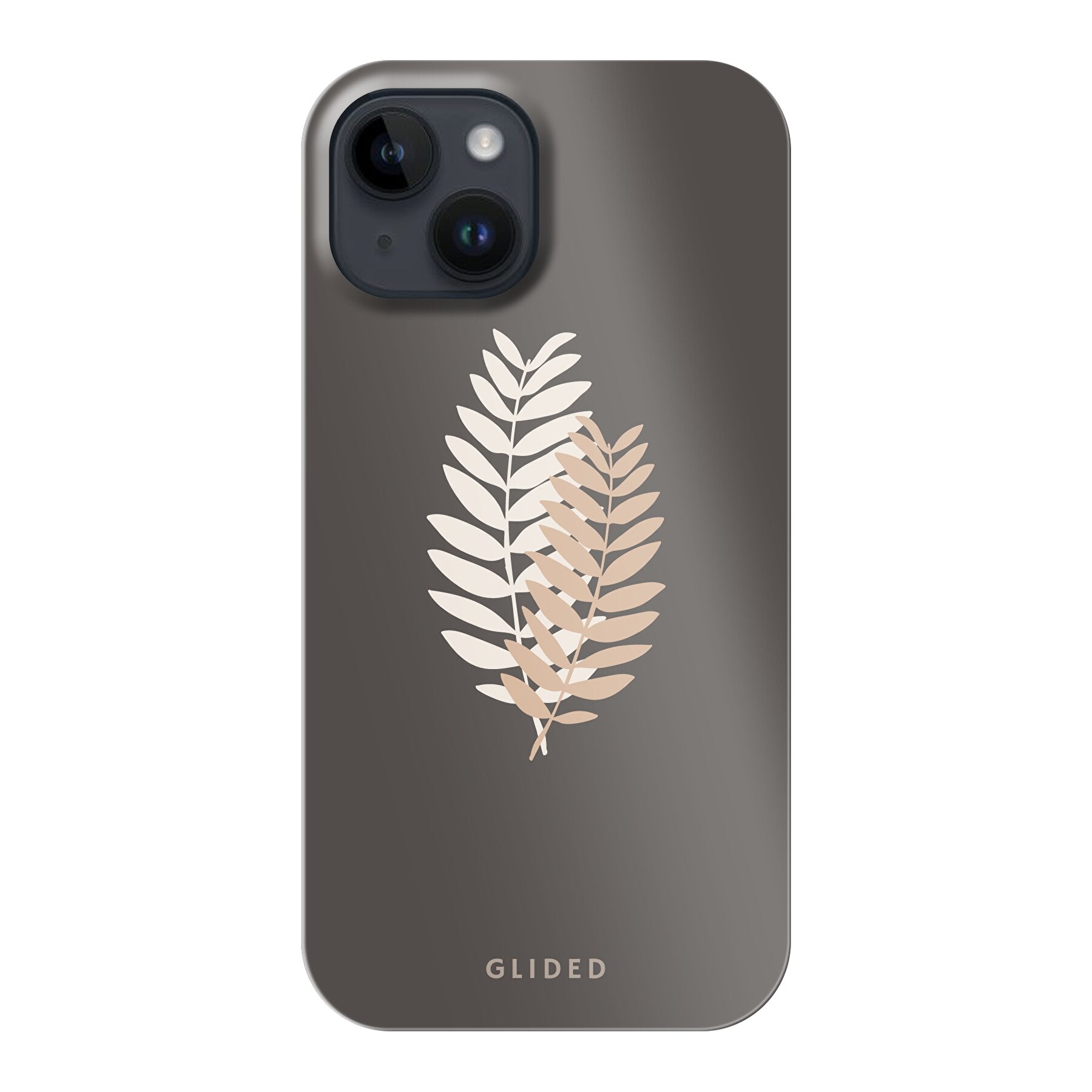 Florage iPhone 15 Handyhülle mit Pflanzenabbildung auf dunklem Hintergrund, bietet stilvollen Schutz und einzigartiges Design.