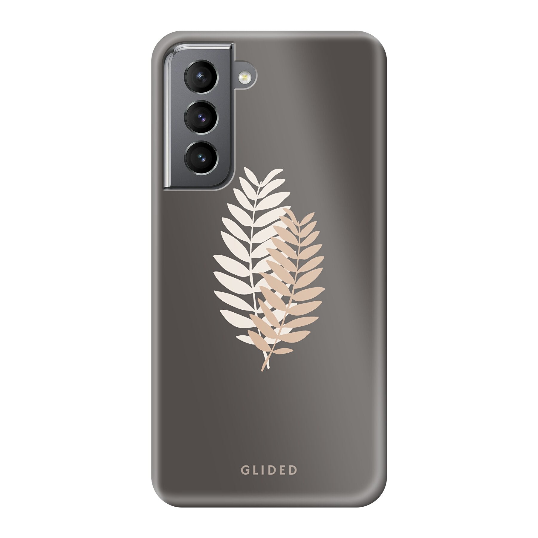 Florage Handyhülle für Samsung Galaxy S21 5G mit Pflanzenmotiv auf dunklem Hintergrund, bietet stilvollen Schutz und elegantes Design.