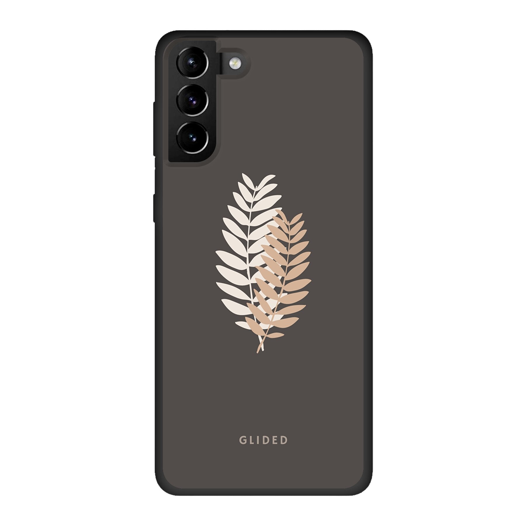 Florage Handyhülle für Samsung Galaxy S21 Plus 5G mit Pflanzenmotiv auf dunklem Hintergrund, bietet stilvollen Schutz und einzigartigen Look.