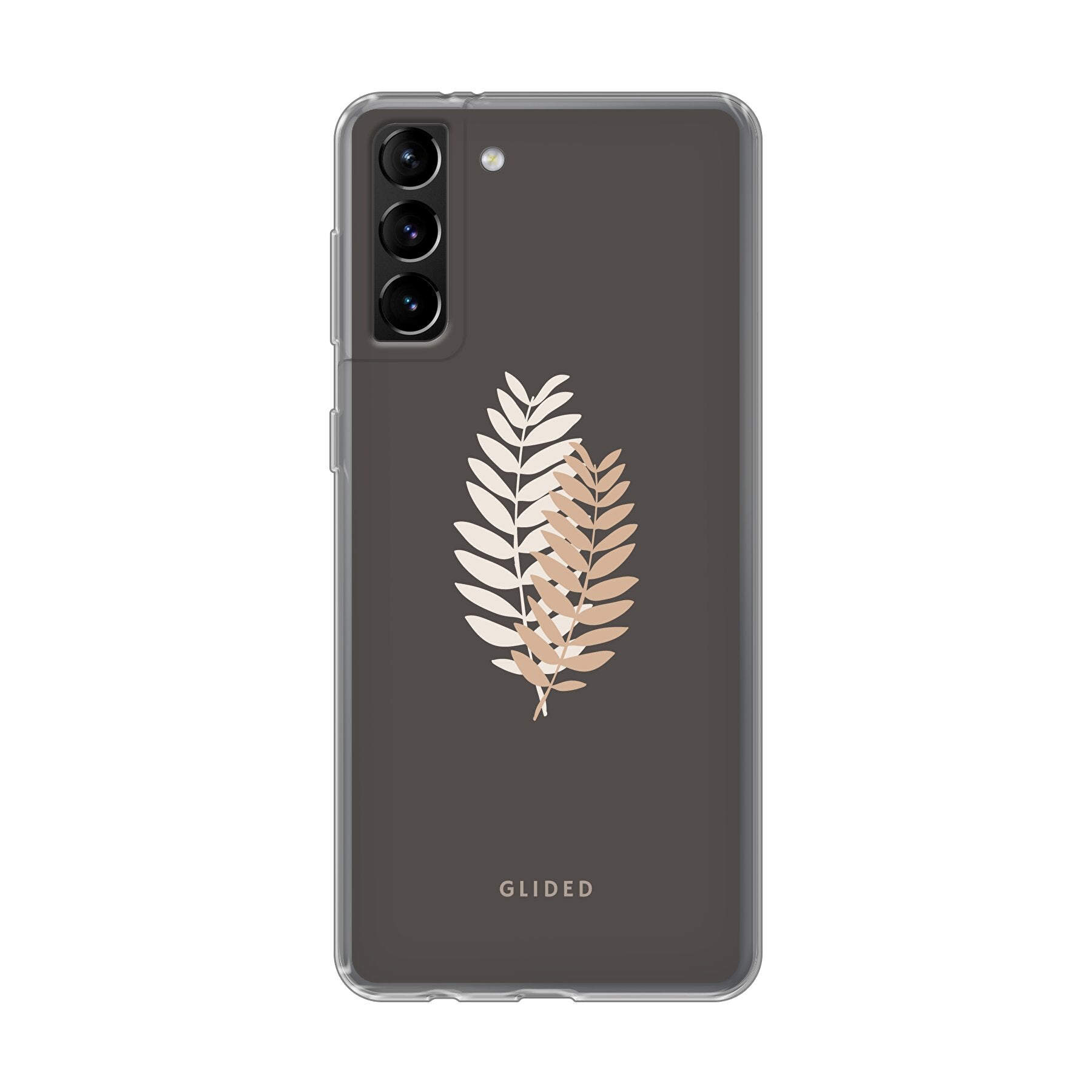 Florage Handyhülle für Samsung Galaxy S21 Plus 5G mit Pflanzenmotiv auf dunklem Hintergrund, bietet stilvollen Schutz und einzigartigen Look.