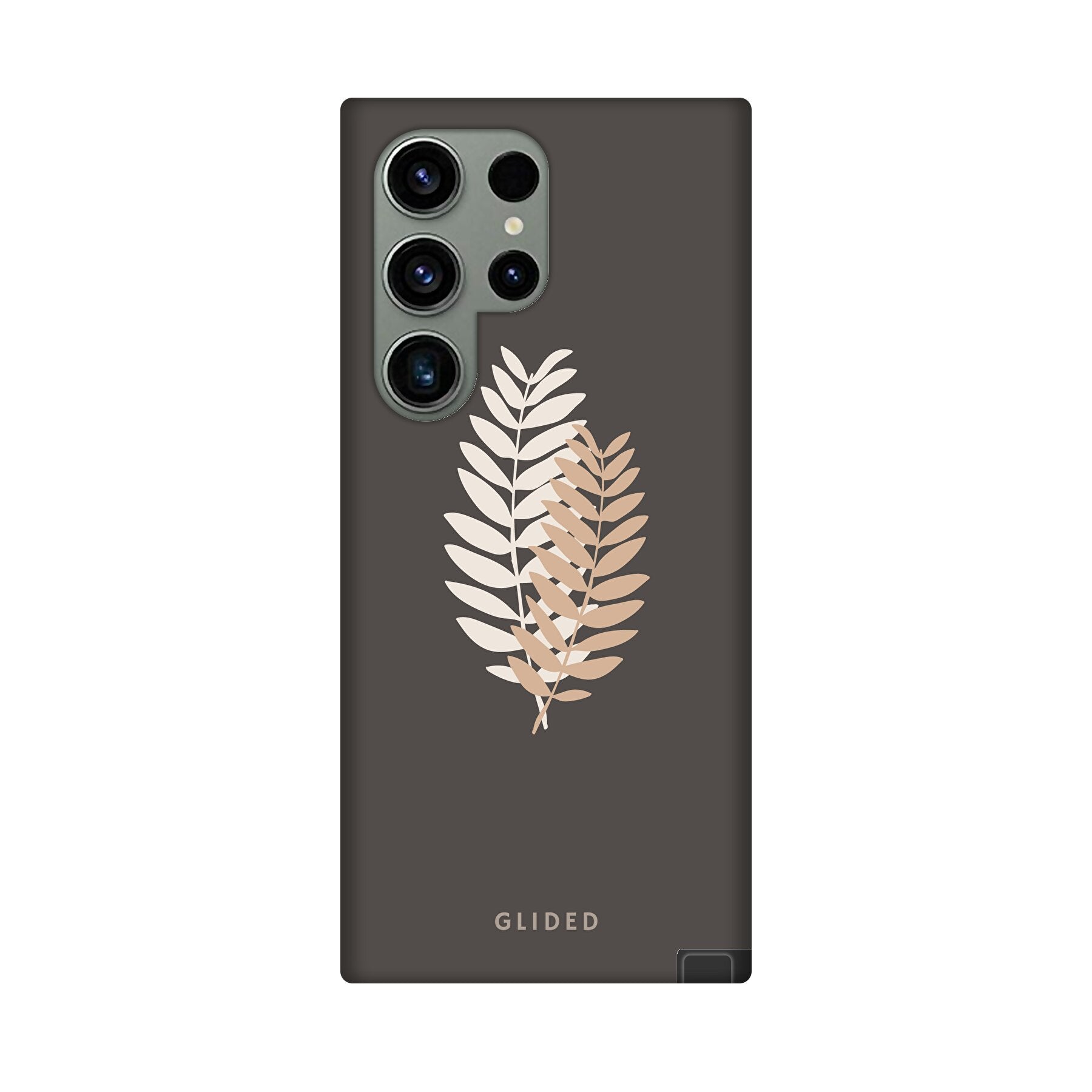 Florage Handyhülle für Samsung Galaxy S24 Ultra mit Pflanzenabbildung auf dunklem Hintergrund, bietet stilvollen Schutz und elegantes Design.