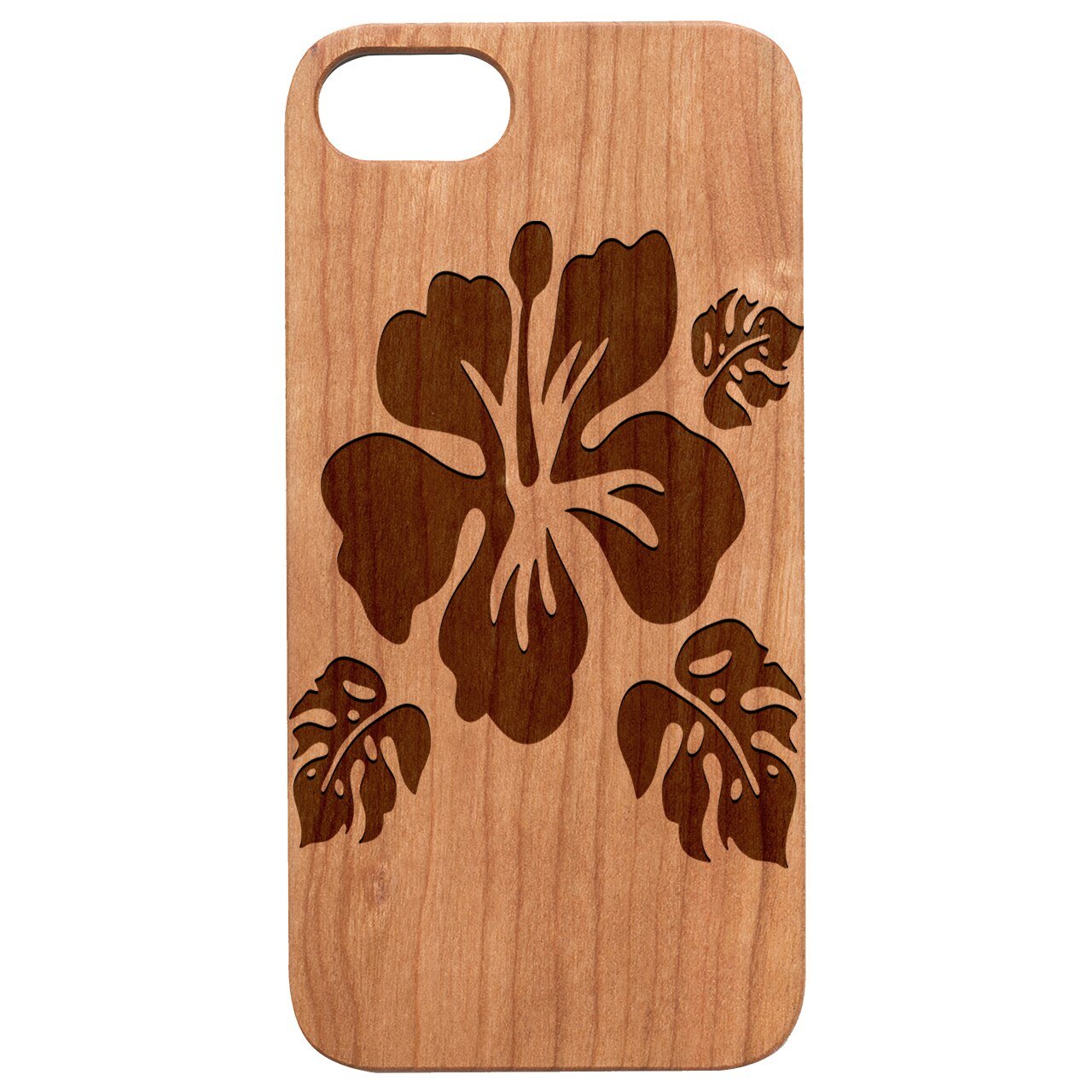 Flower Rose Engraved wooden phone case showcasing intricate rose design and durable construction.