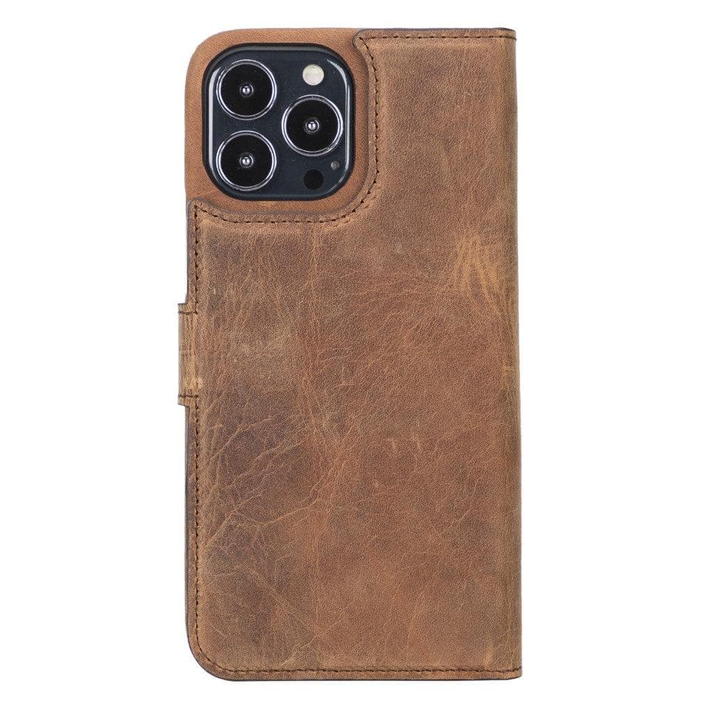 Full Leather Coating Detachable Wallet Case for Apple iPhone 13 Series, showcasing premium leather finish and detachable wallet functionality.