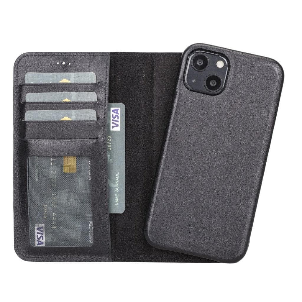 Full Leather Coating Detachable Wallet Case for Apple iPhone 13 Series, showcasing premium leather finish and detachable wallet functionality.