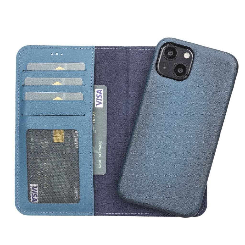 Full Leather Coating Detachable Wallet Case for Apple iPhone 13 Series, showcasing premium leather finish and detachable wallet functionality.