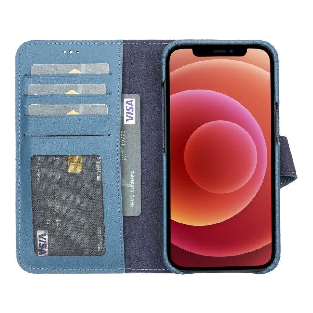 Full Leather Coating Detachable Wallet Case for Apple iPhone 13 Series, showcasing premium leather finish and detachable wallet functionality.