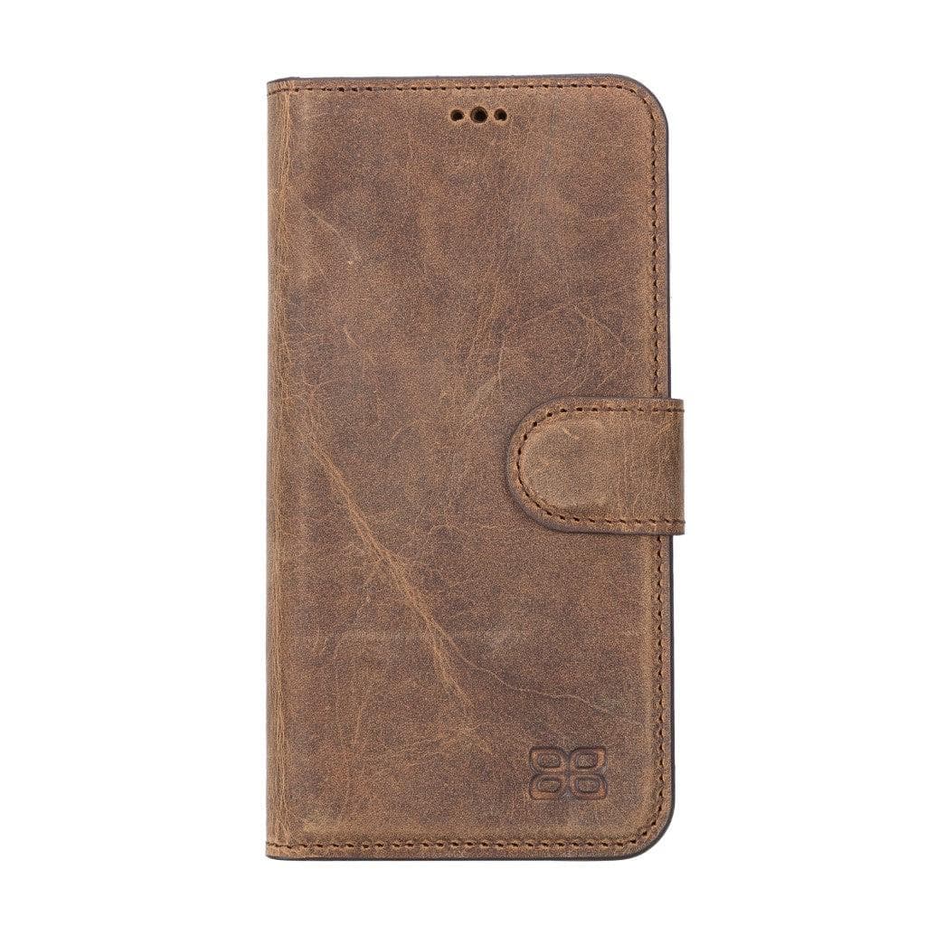 Full Leather Coating Detachable Wallet Case for Apple iPhone 13 Series, showcasing premium leather finish and detachable wallet functionality.