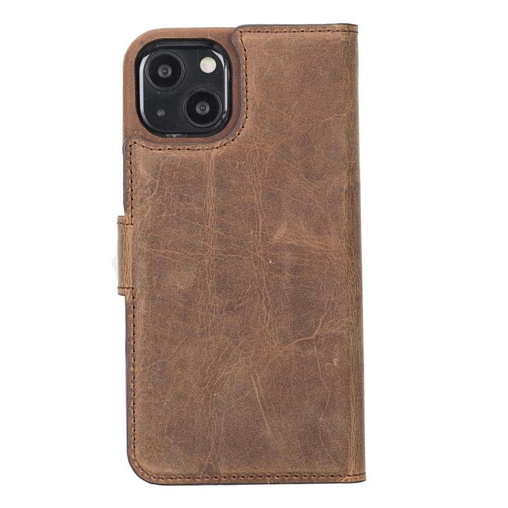 Full Leather Coating Detachable Wallet Case for Apple iPhone 13 Series, showcasing premium leather finish and detachable wallet functionality.