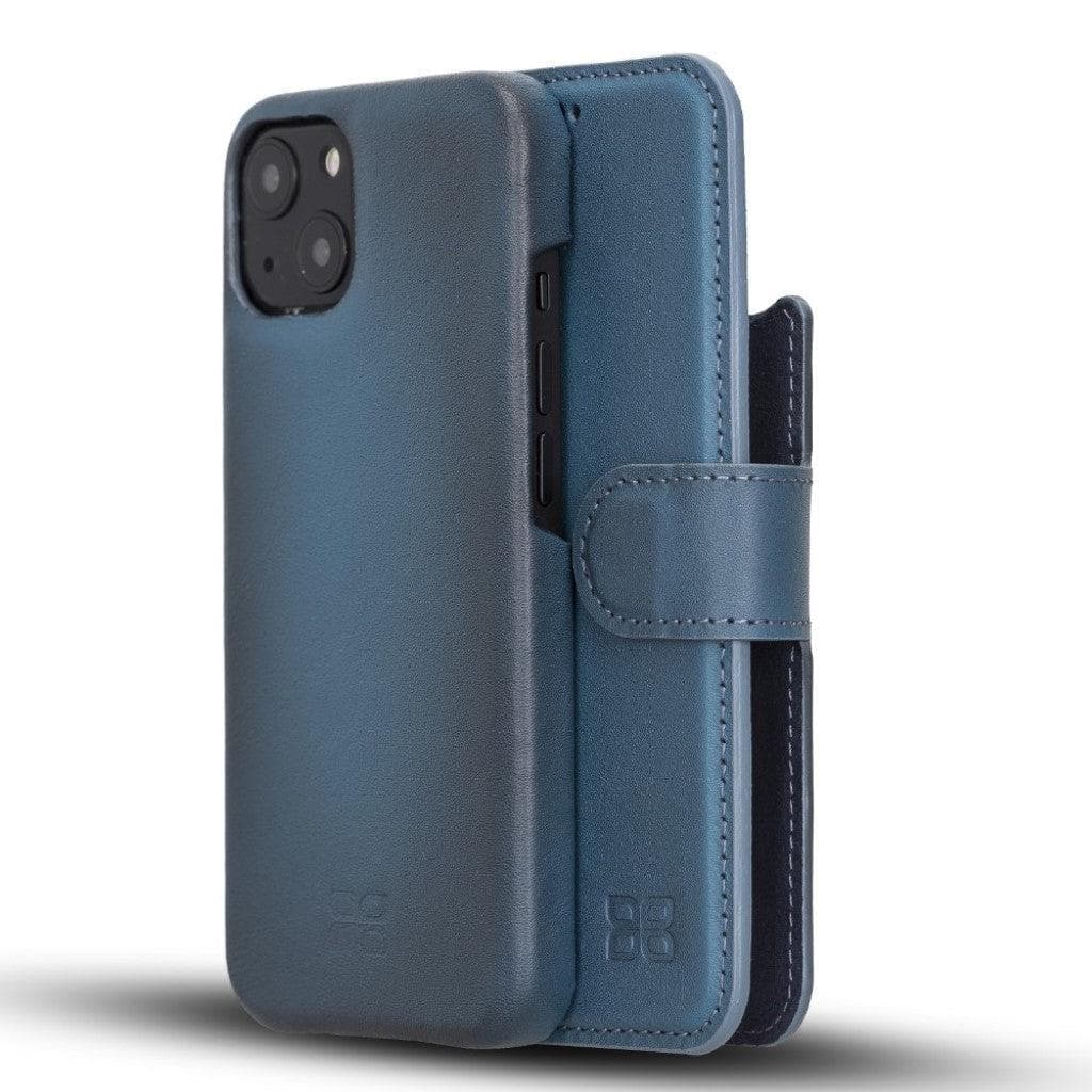 Full Leather Coating Detachable Wallet Case for Apple iPhone 13 Series, showcasing premium leather finish and detachable wallet functionality.