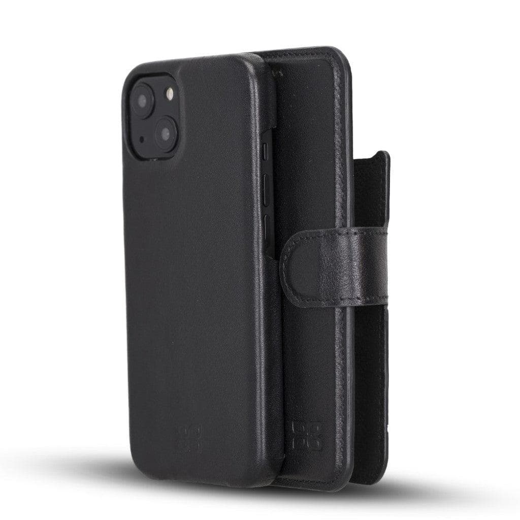 Full Leather Coating Detachable Wallet Case for Apple iPhone 13 Series, showcasing premium leather finish and detachable wallet functionality.