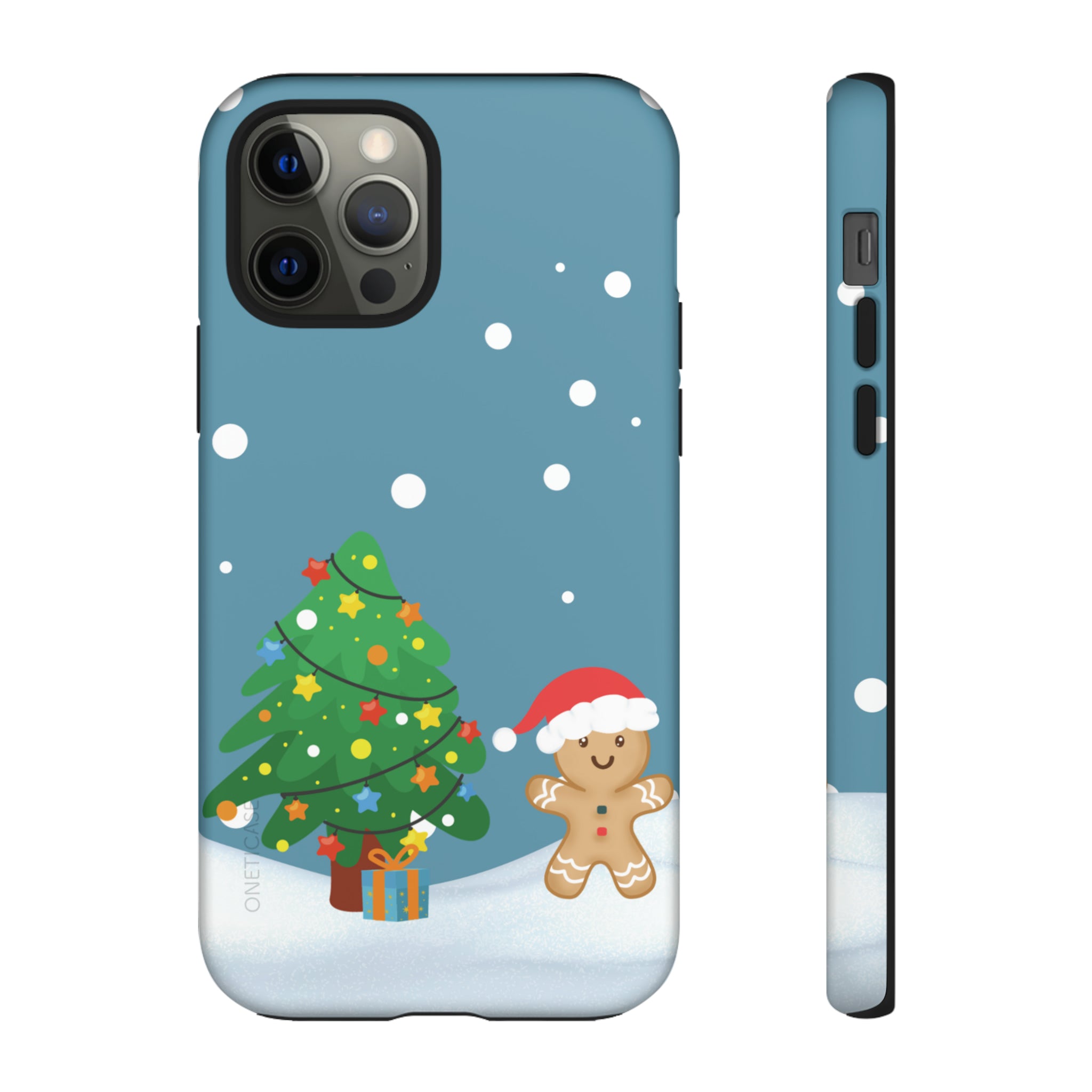 Gingerbread Man Christmas Tough Case featuring a festive design with dual-layer protection for smartphones.