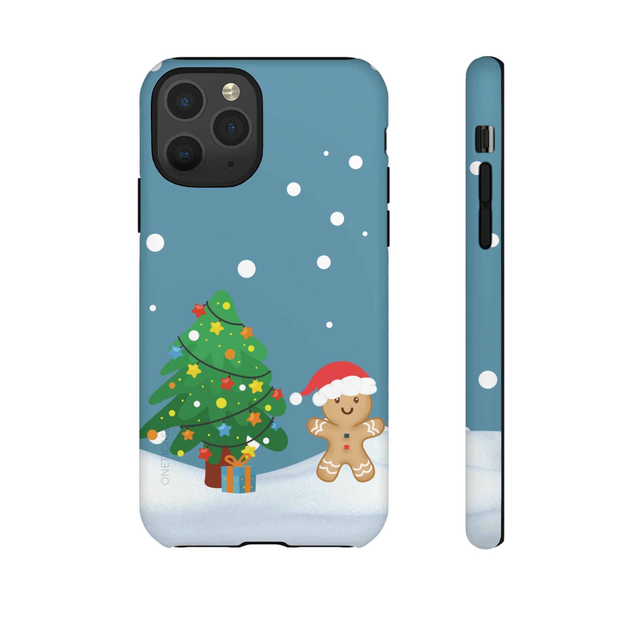 Gingerbread Man Christmas Tough Case featuring a festive design with dual-layer protection for smartphones.