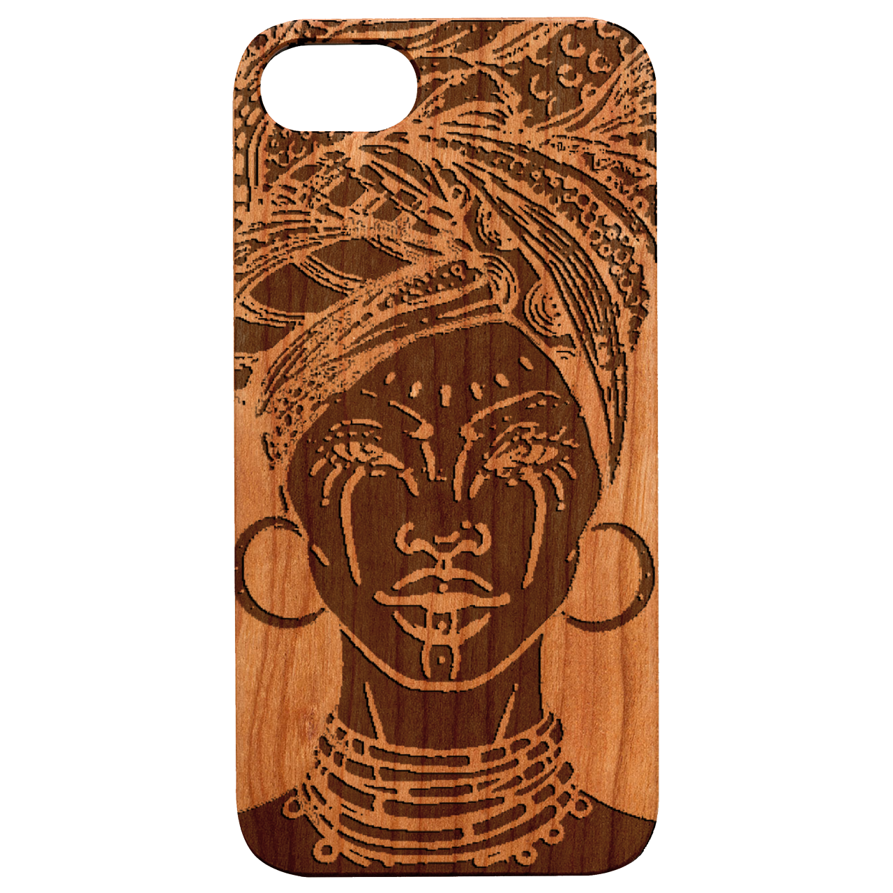 Gipsy - Engraved wooden phone case showcasing intricate laser-engraved designs and natural wood finish.