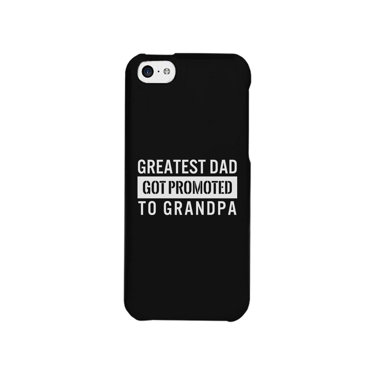 Black phone case with white text.