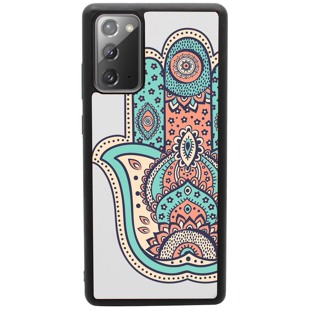 Hamsa UV Color Printed phone case showcasing unique wood design and vibrant colors, suitable for iPhone and Samsung models.