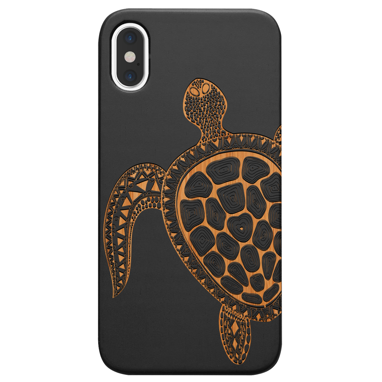 Hawaiian Turtle 3 - Engraved wooden phone case showcasing intricate design and durable materials.