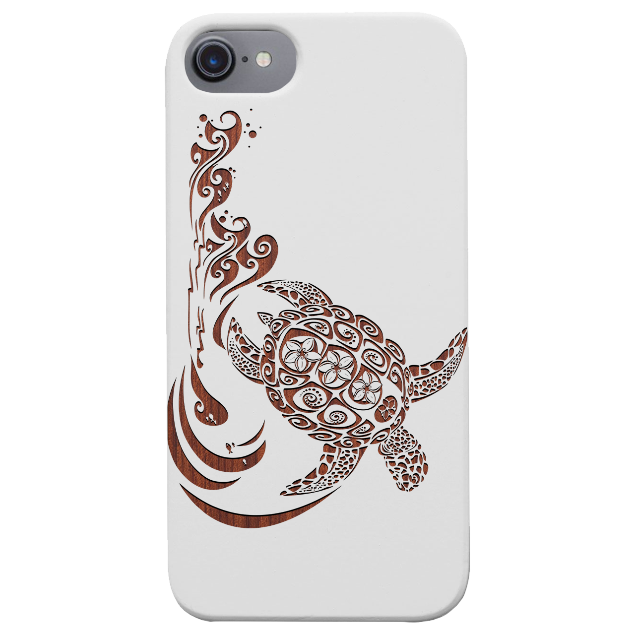 Hawaiian Turtle 3 - Engraved wooden phone case showcasing intricate design and durable materials.