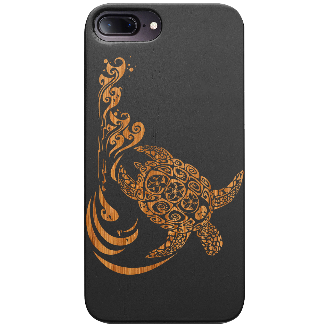 Hawaiian Turtle 3 - Engraved wooden phone case showcasing intricate design and durable materials.