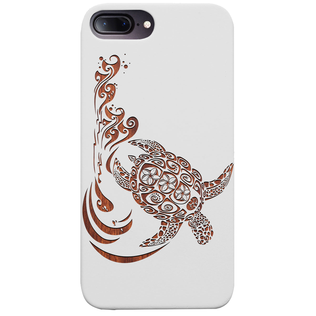 Hawaiian Turtle 3 - Engraved wooden phone case showcasing intricate design and durable materials.