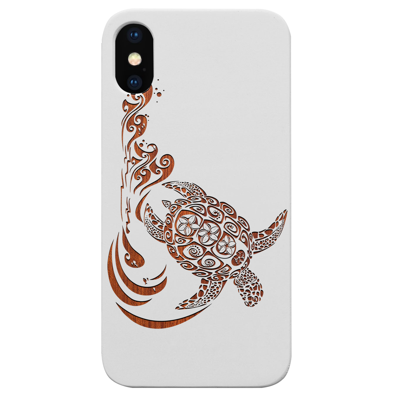 Hawaiian Turtle 3 - Engraved wooden phone case showcasing intricate design and durable materials.