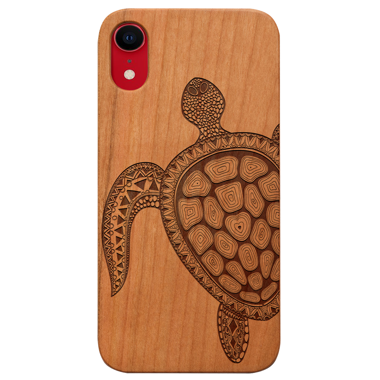 Hawaiian Turtle 3 - Engraved wooden phone case showcasing intricate design and durable materials.