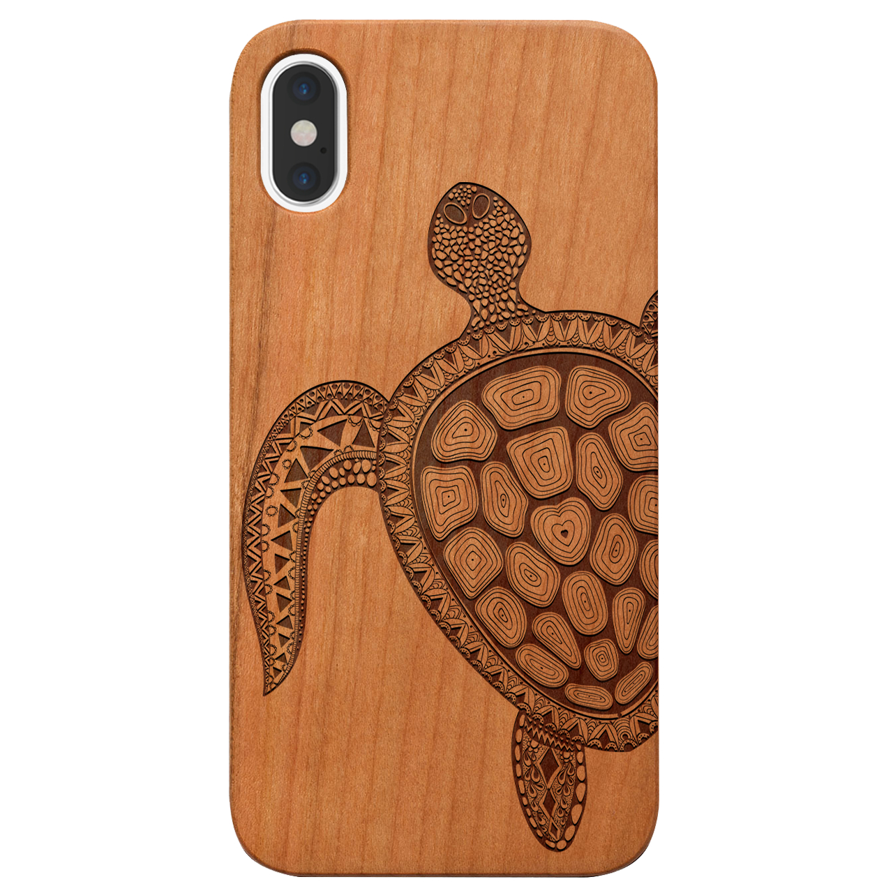 Hawaiian Turtle 3 - Engraved wooden phone case showcasing intricate design and durable materials.