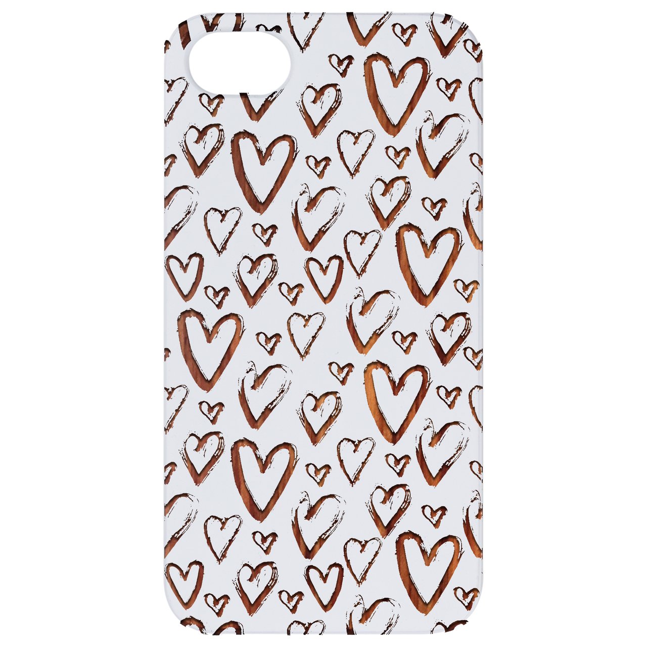 Heart Pattern Engraved wooden phone case showcasing unique design and durable materials.