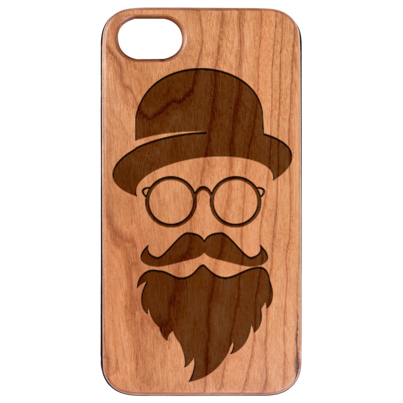 Hollow Man Engraved wooden phone case showcasing unique laser-engraved design and natural wood finish.